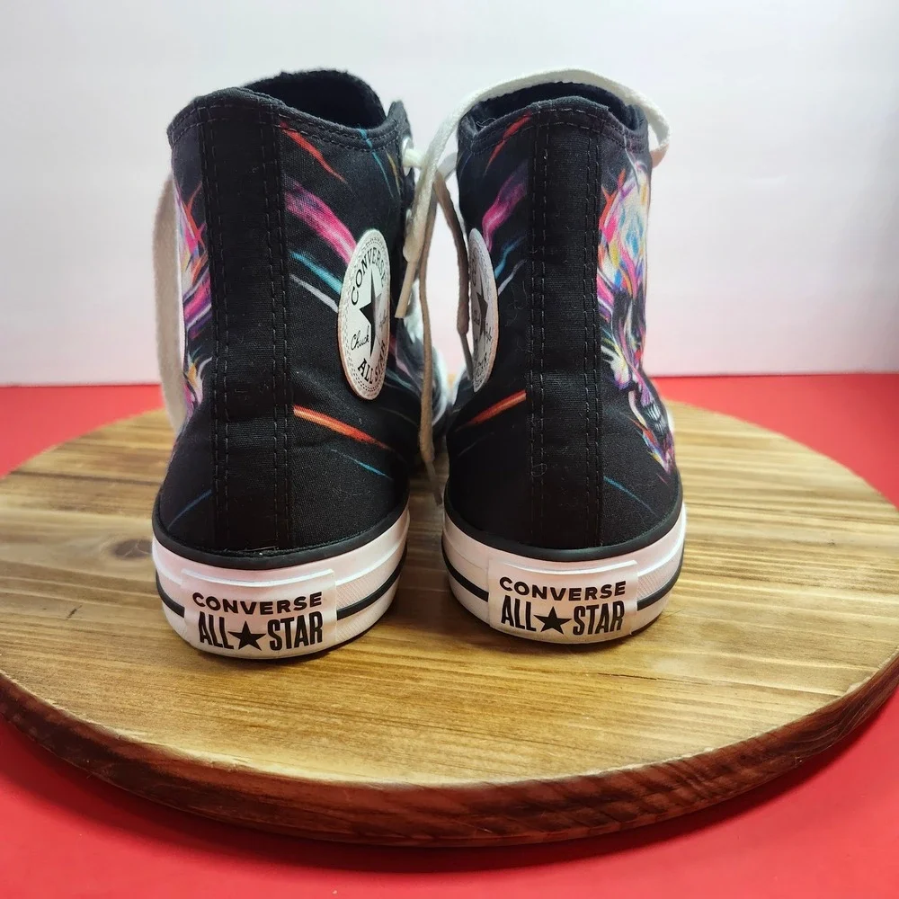 Converse Chuck Taylor All Star High Top Black Skull Graphic Sneakers Multi-Color